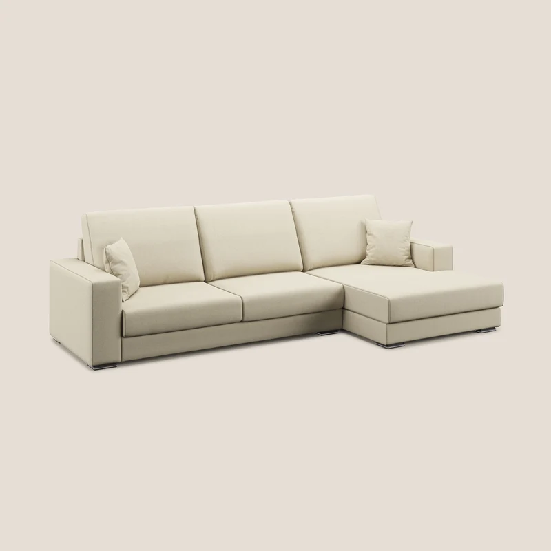 Marte canapé d'angle en tissu détachable et imperméable T08 crème