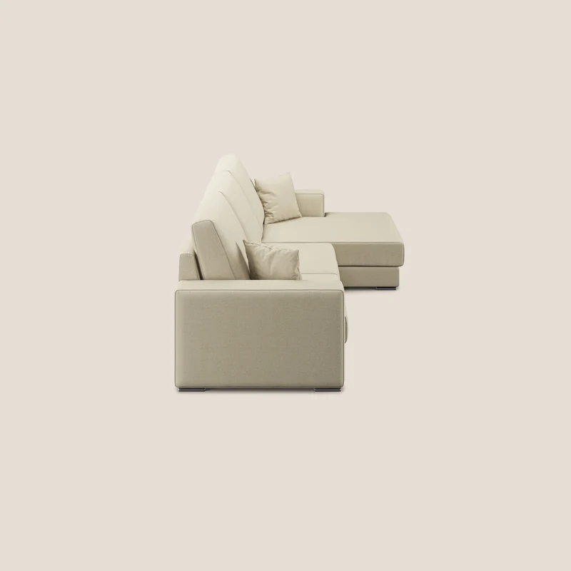 Marte canapé d'angle en tissu détachable et imperméable T08 crème