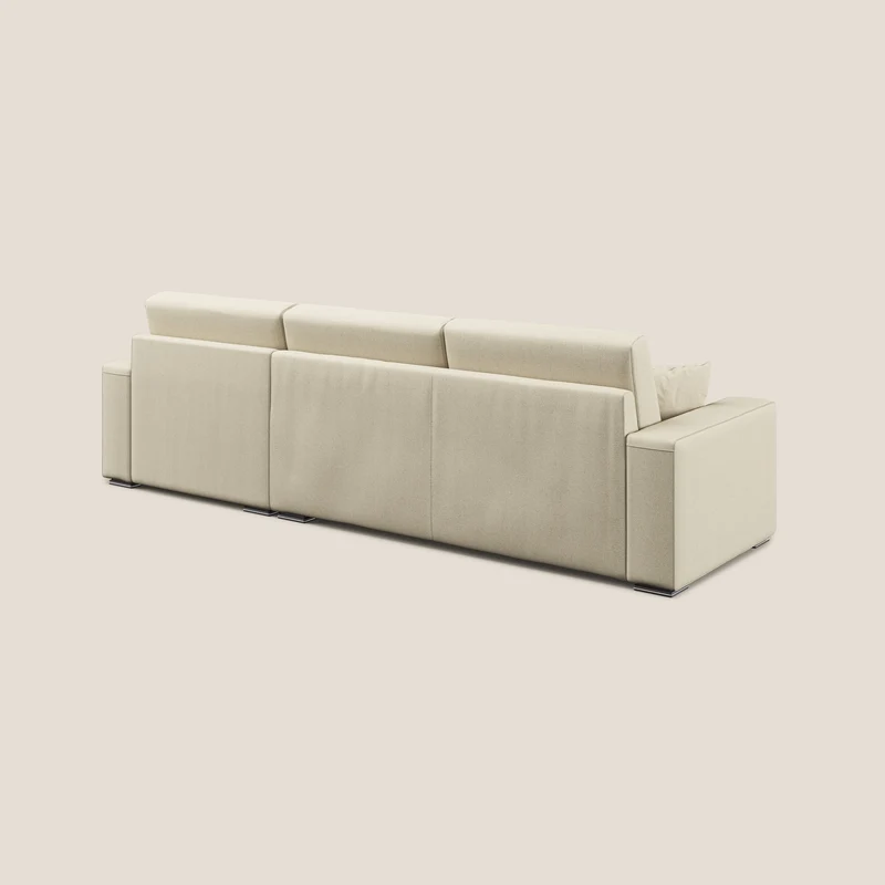 Marte canapé d'angle en tissu détachable et imperméable T08 crème
