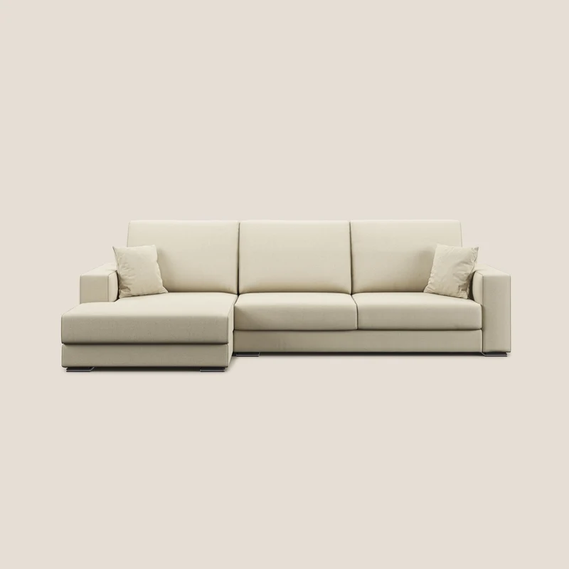 Marte canapé d'angle en tissu détachable et imperméable T08 crème