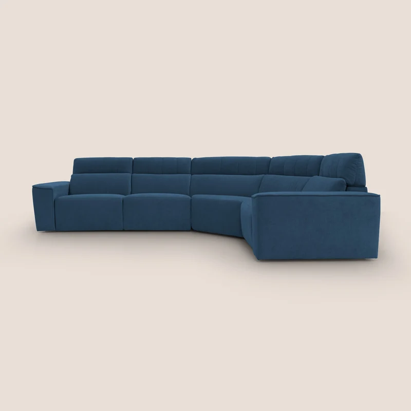 Clark canapé modulable d'angle REVERSIBLE avec option relax électrique en tissu détachable imperméable T17 bleu