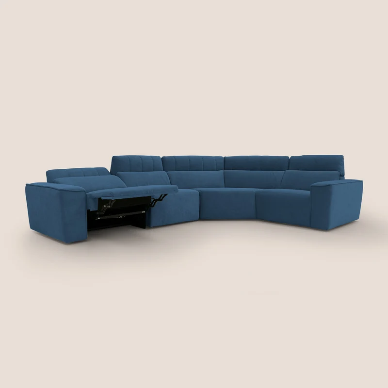 Clark canapé modulable d'angle REVERSIBLE avec option relax électrique en tissu détachable imperméable T17 bleu