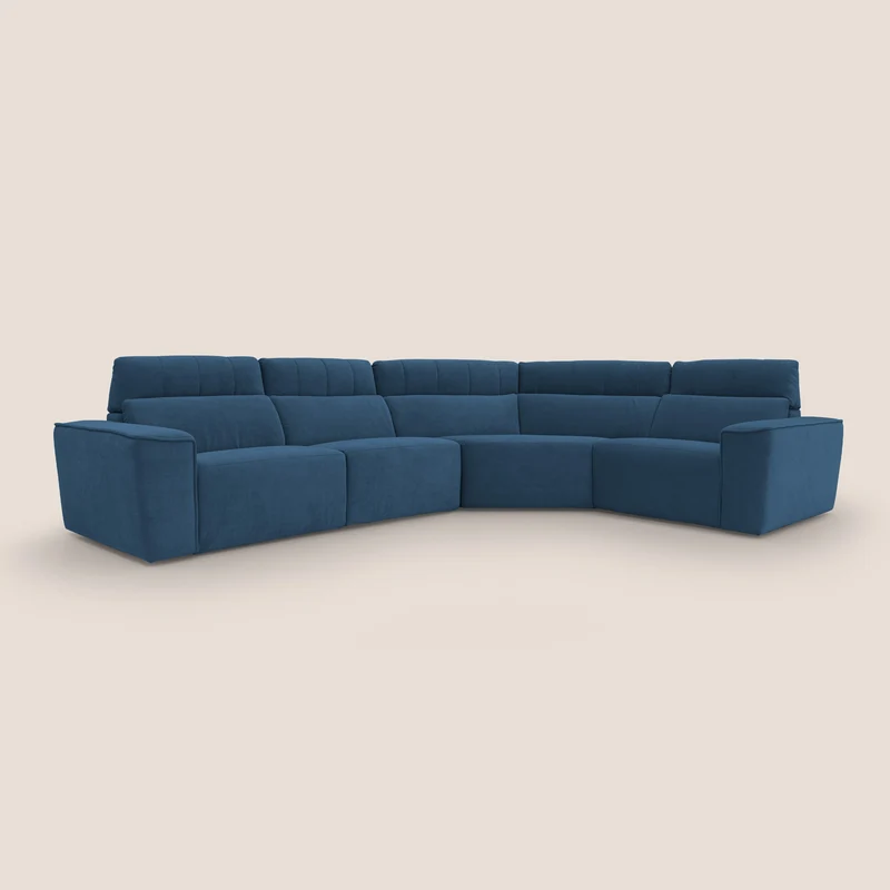Clark canapé modulable d'angle REVERSIBLE avec option relax électrique en tissu détachable imperméable T17 bleu