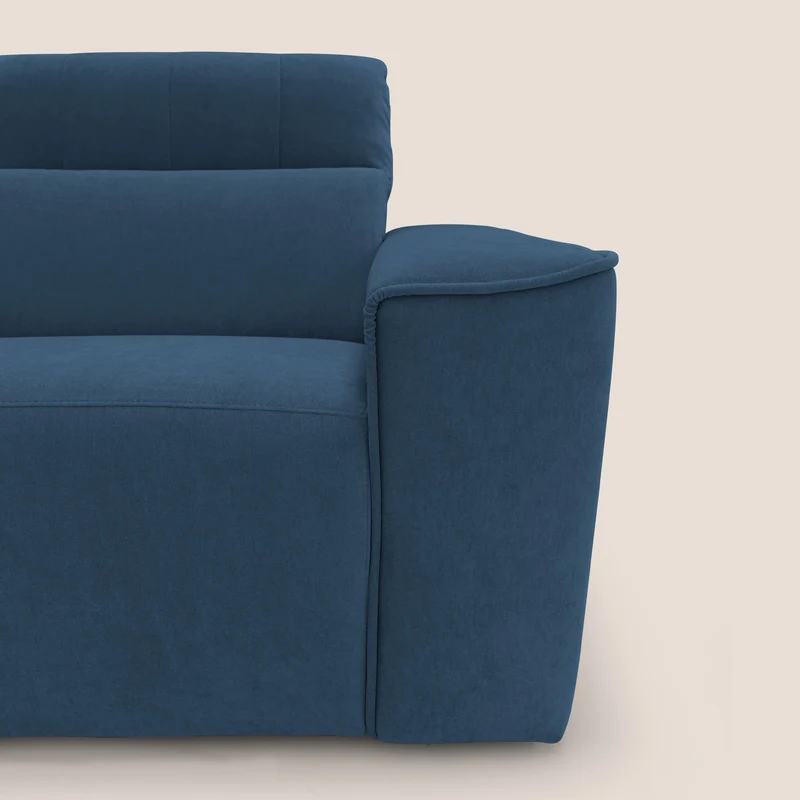 Clark canapé modulable d'angle REVERSIBLE avec option relax électrique en tissu détachable imperméable T17 bleu