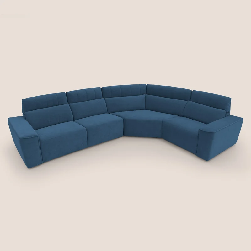 Clark canapé modulable d'angle REVERSIBLE avec option relax électrique en tissu détachable imperméable T17 bleu
