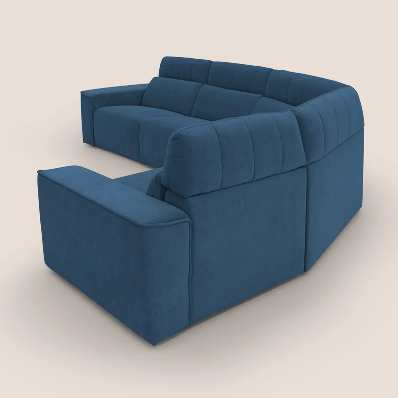 Clark canapé modulable d'angle REVERSIBLE avec option relax électrique en tissu détachable imperméable T17 bleu