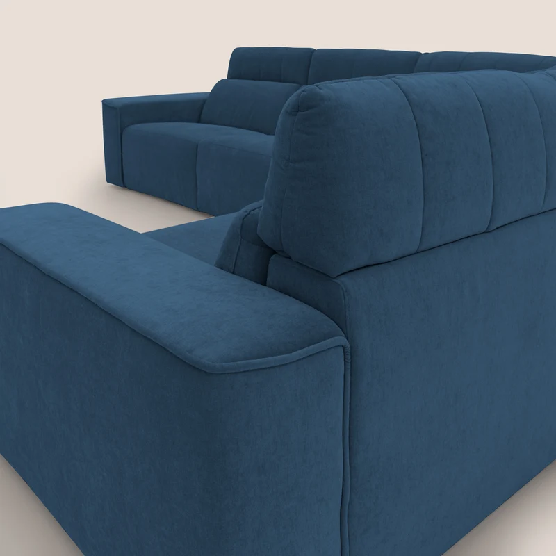 Clark canapé modulable d'angle REVERSIBLE avec option relax électrique en tissu détachable imperméable T17 bleu