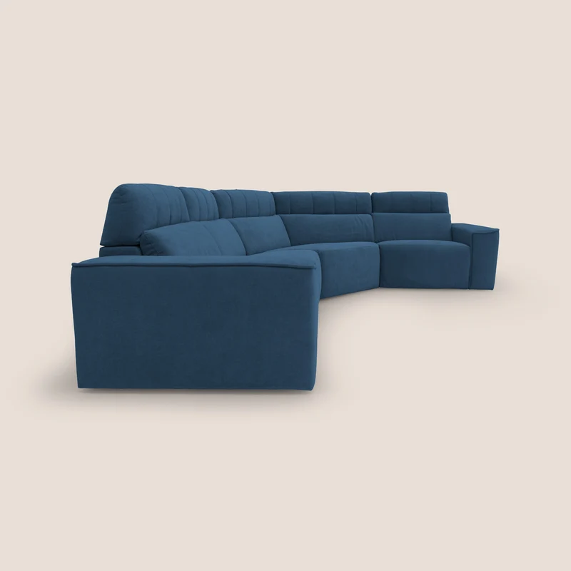 Clark canapé modulable d'angle REVERSIBLE avec option relax électrique en tissu détachable imperméable T17 bleu
