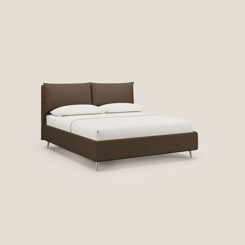 Elsa lit rembourré avec coffre de rangement en tissu détachable T05 marron
