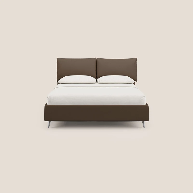 Elsa lit rembourré avec coffre de rangement en tissu détachable T05 marron