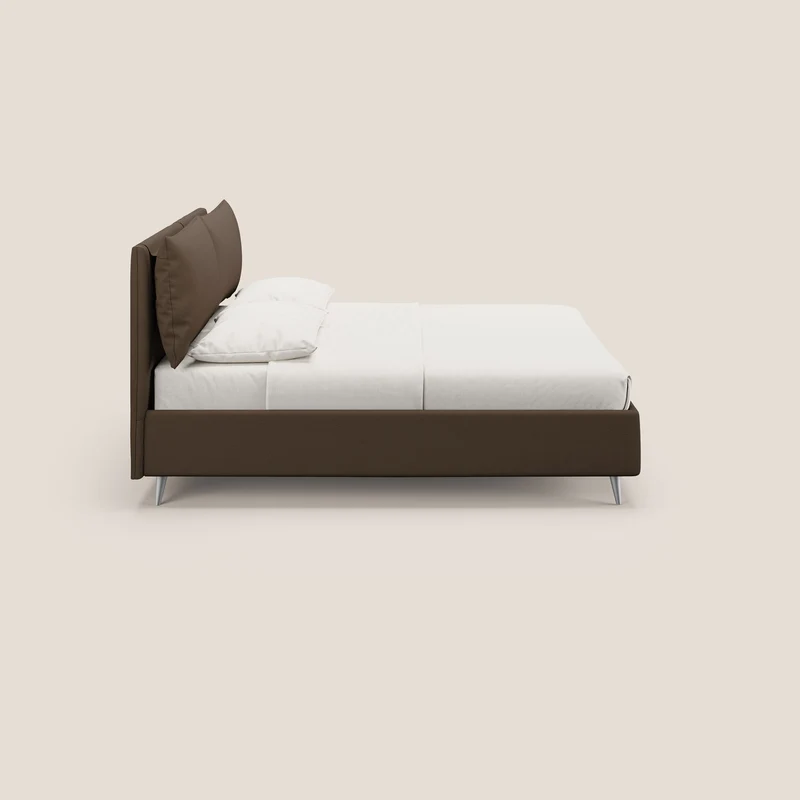 Elsa lit rembourré avec coffre de rangement en tissu détachable T05 marron