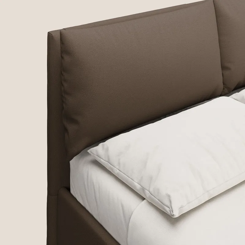 Elsa lit rembourré avec coffre de rangement en tissu détachable T05 marron