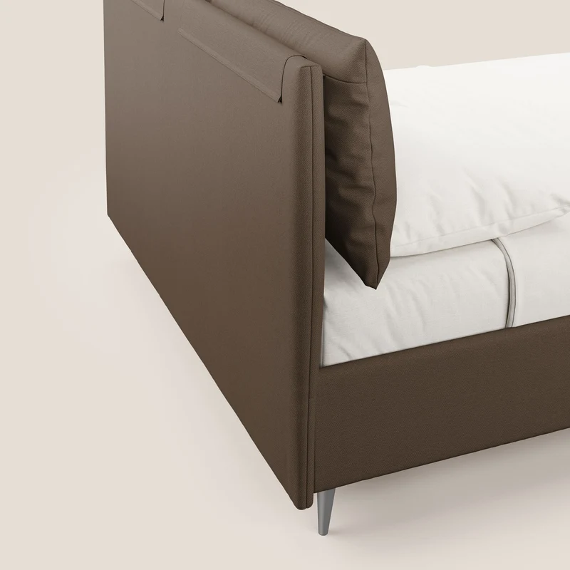 Elsa lit rembourré avec coffre de rangement en tissu détachable T05 marron