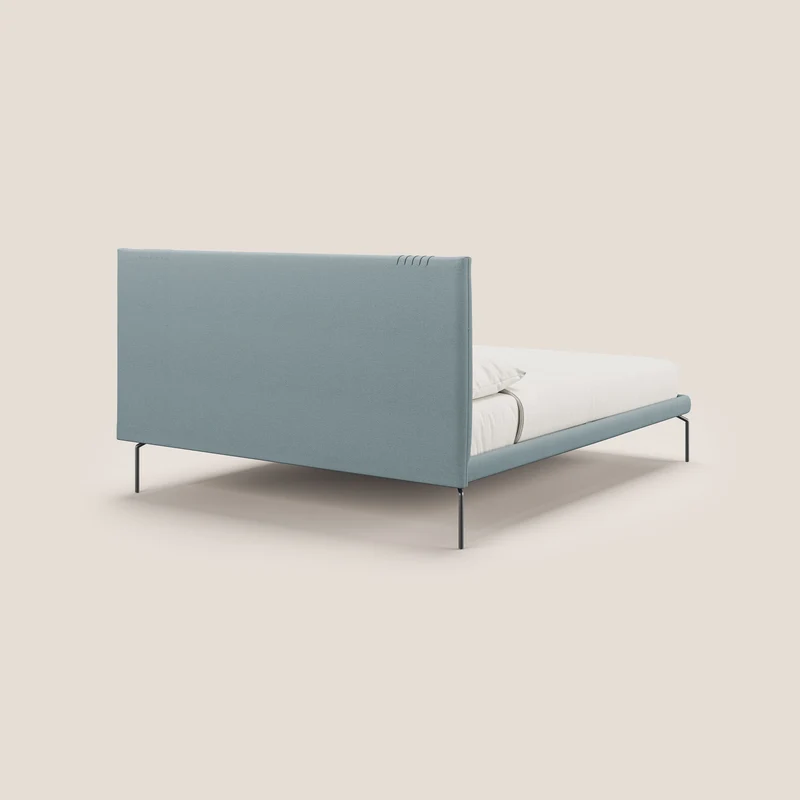 Finn lit rembourré avec pieds hauts en métal en tissu détachable T05 bleu gris