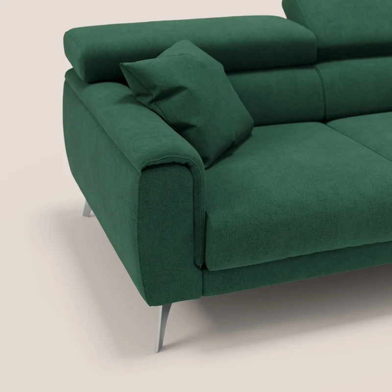 Caravaggio canapé 3 assises extensibles et têtières réglables en tissu imperméable T02 vert