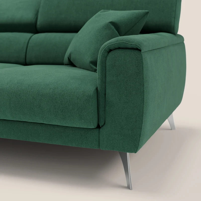 Caravaggio canapé 3 assises extensibles et têtières réglables en tissu imperméable T02 vert