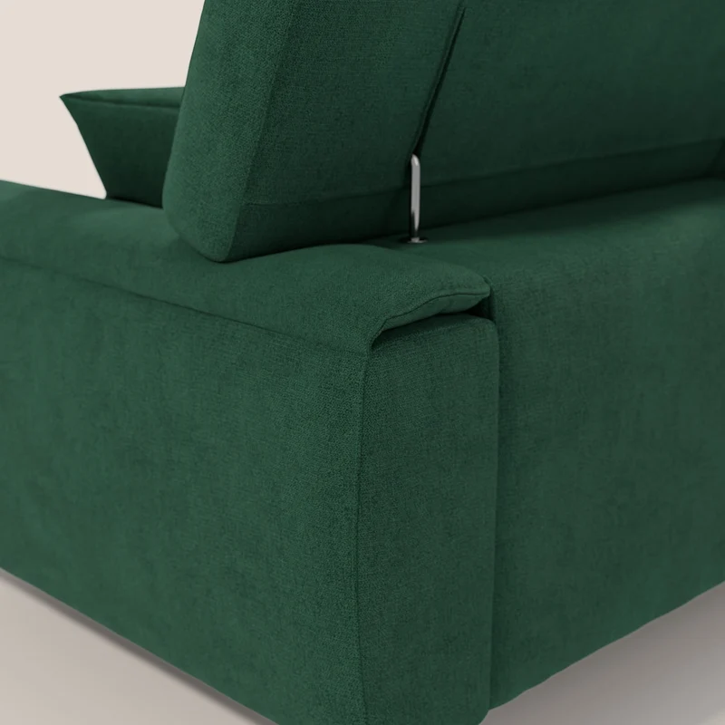 Caravaggio canapé 3 assises extensibles et têtières réglables en tissu imperméable T02 vert