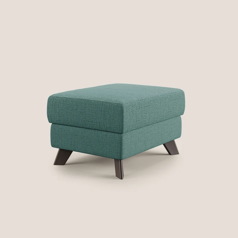 Moon Pouf coffre aux pieds hauts en tissu doux imperméable flammé T03 vert d'eau