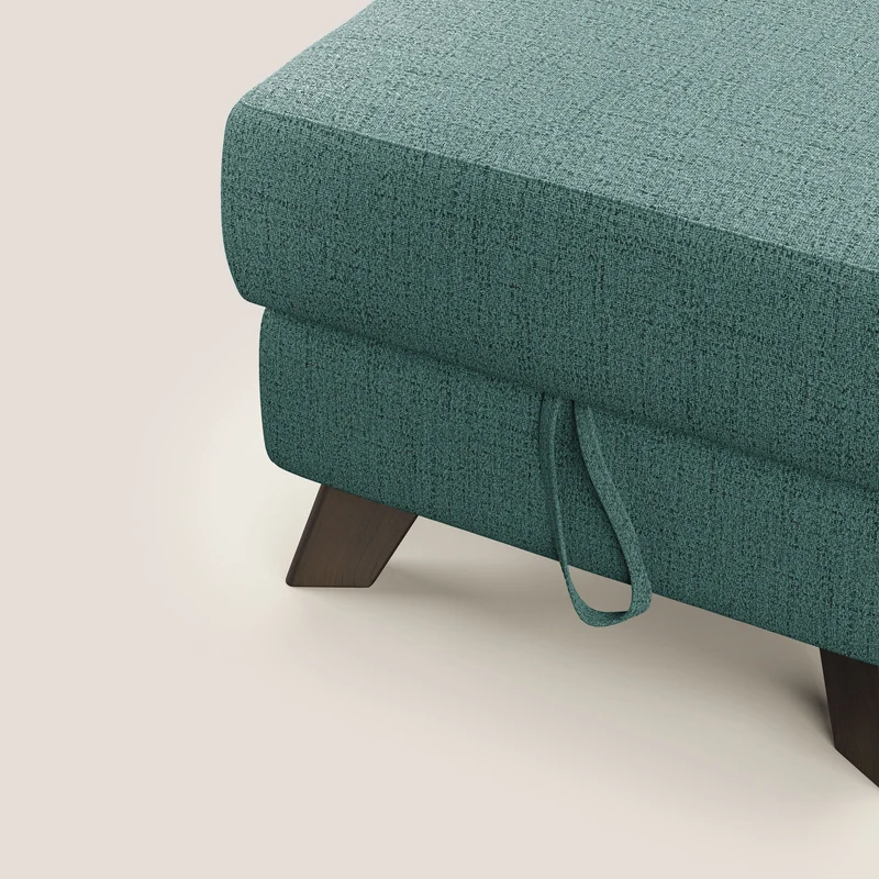 Moon Pouf coffre aux pieds hauts en tissu doux imperméable flammé T03 vert d'eau