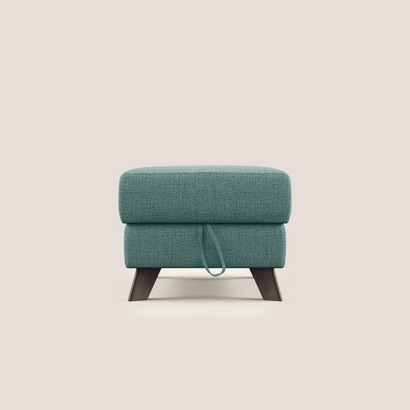 Moon Pouf coffre aux pieds hauts en tissu doux imperméable flammé T03 vert d'eau