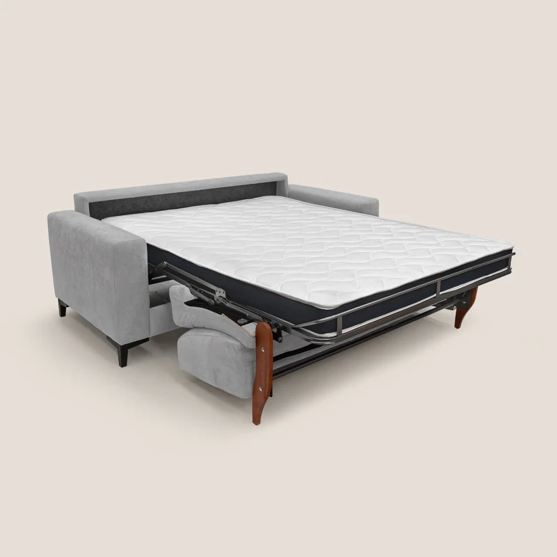 Kafka canapé lit convertible en tissu doux imperméable T02 gris clair