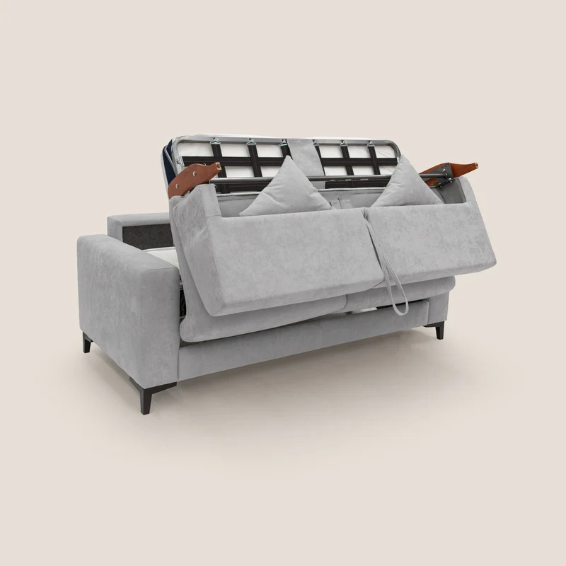Kafka canapé lit convertible en tissu doux imperméable T02 gris clair