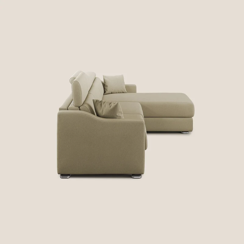 Canapé-lit d’angle Amber en tissu détachant T05 camel