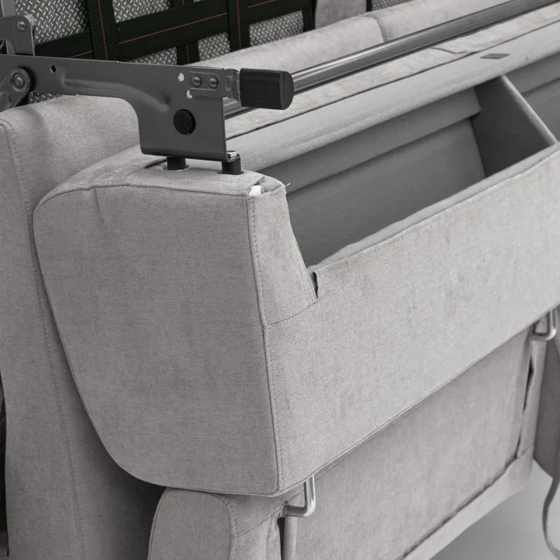 Bjorn Canapé convertible avec matelas H 18cm et têtières réglables en tissu imperméable T02 gris clair