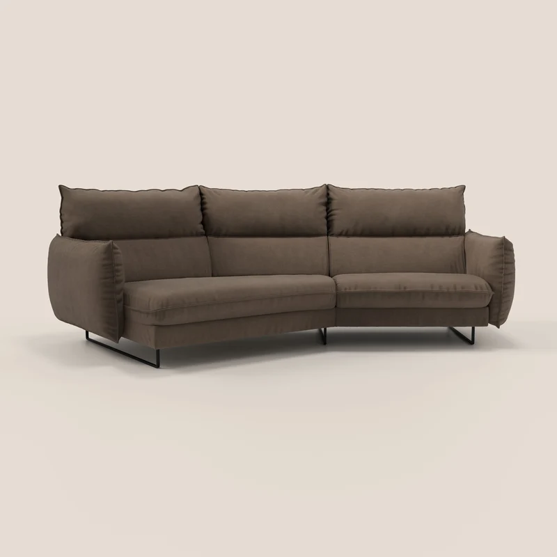 Monamour canapé d'angle au design moderne avec option relax électrique en microfibre détachable imperméable T11 marron