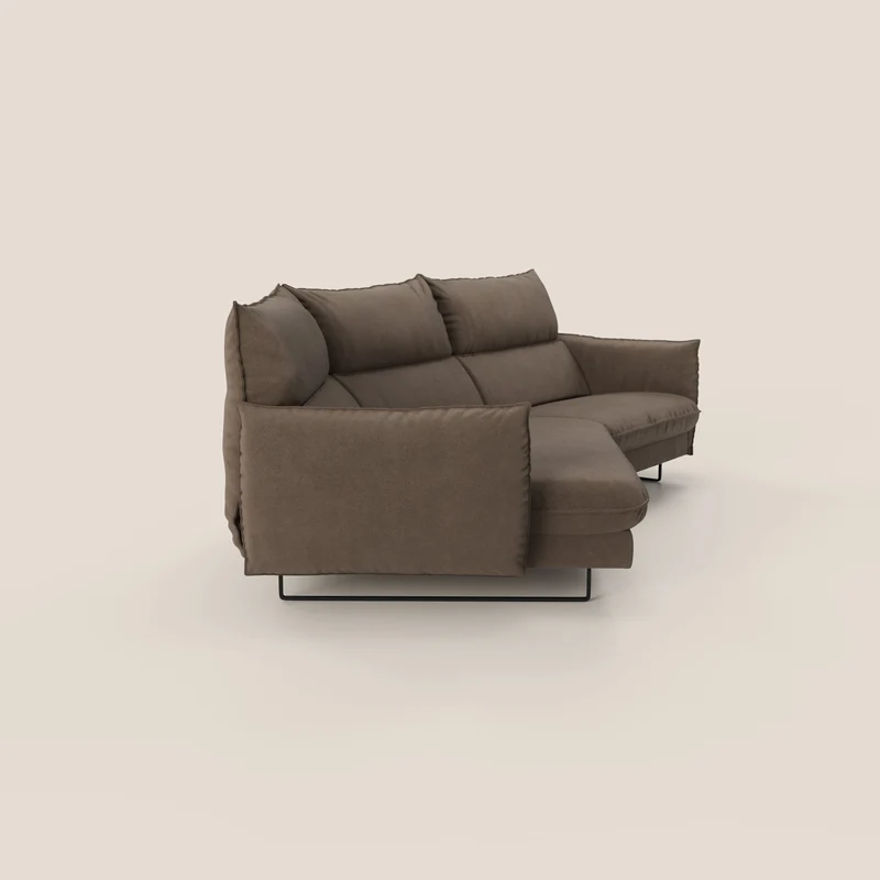 Monamour canapé d'angle au design moderne avec option relax électrique en microfibre détachable imperméable T11 marron