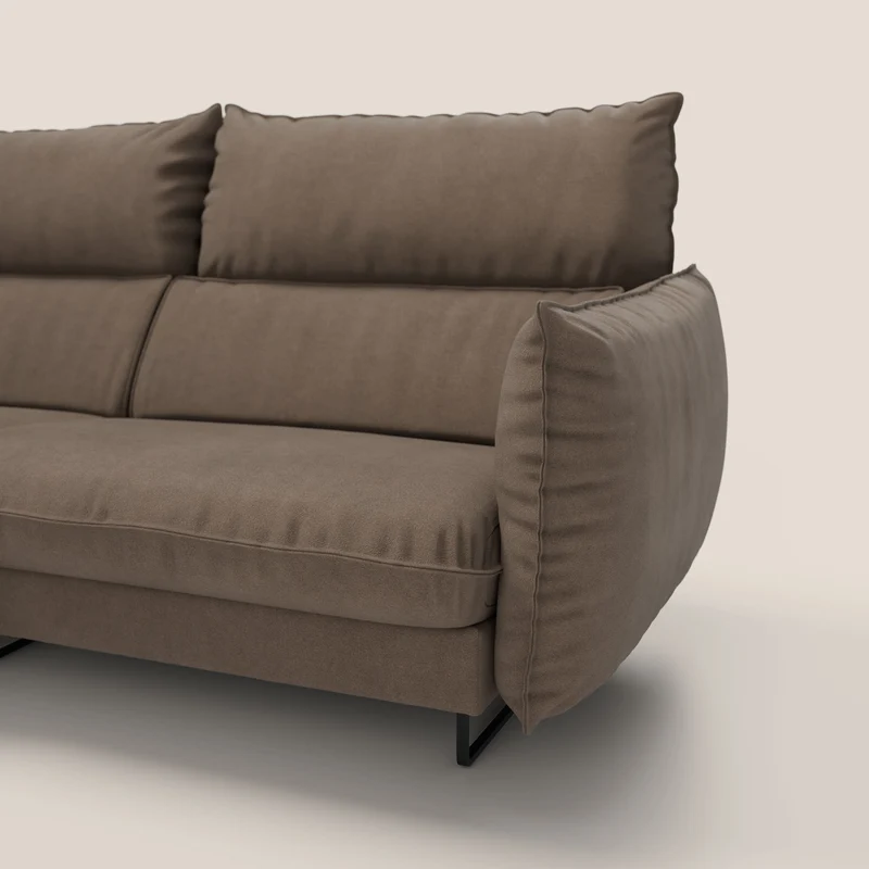 Monamour canapé d'angle au design moderne avec option relax électrique en microfibre détachable imperméable T11 marron