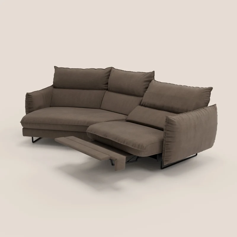 Monamour canapé d'angle au design moderne avec option relax électrique en microfibre détachable imperméable T11 marron