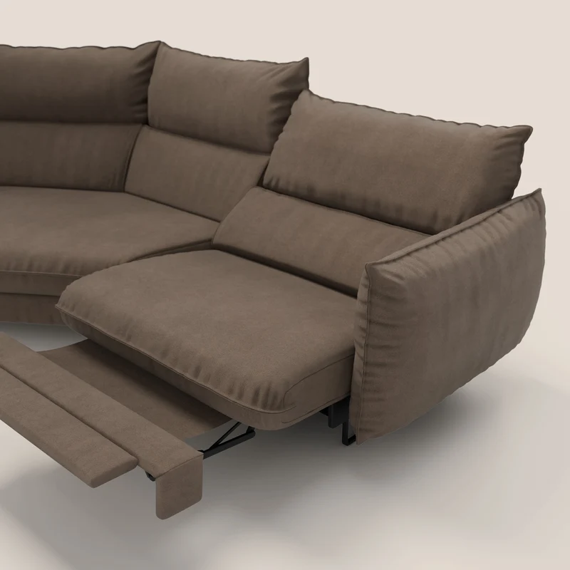 Monamour canapé d'angle au design moderne avec option relax électrique en microfibre détachable imperméable T11 marron