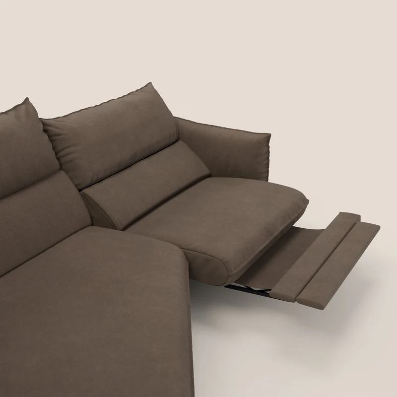 Monamour canapé d'angle au design moderne avec option relax électrique en microfibre détachable imperméable T11 marron
