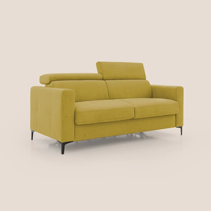 Gardenia canapé convertible matelas H 18cm avec têtières réglables et revêtement imperméable T02 jaune