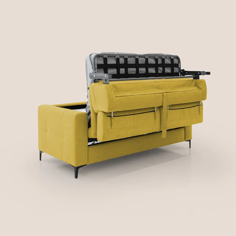 Gardenia canapé convertible matelas H 18cm avec têtières réglables et revêtement imperméable T02 jaune