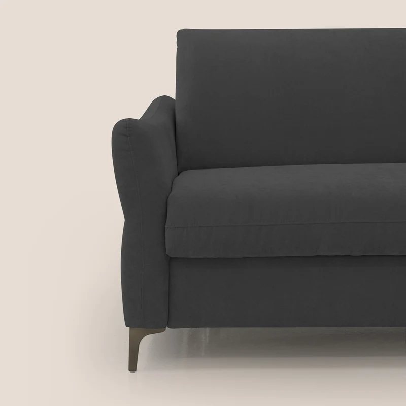 Dalia canapé convertible avec matelas H 18cm et pieds hauts en tissu détachable raffiné T17 noir