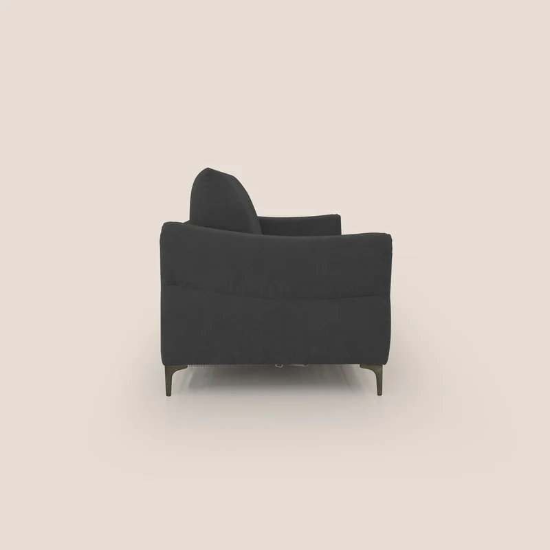 Dalia canapé convertible avec matelas H 18cm et pieds hauts en tissu détachable raffiné T17 noir
