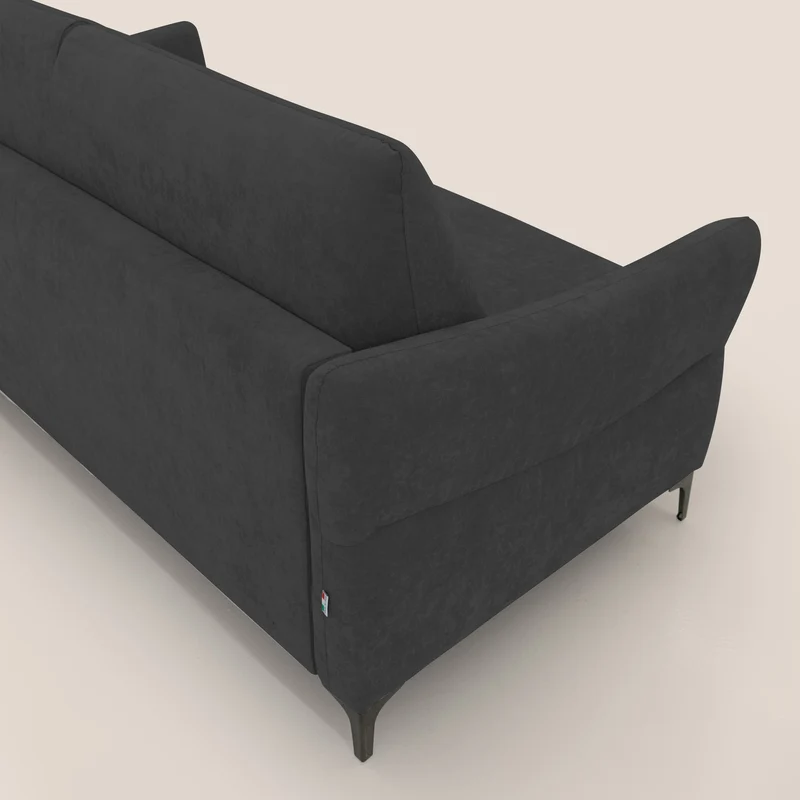 Dalia canapé convertible avec matelas H 18cm et pieds hauts en tissu détachable raffiné T17 noir
