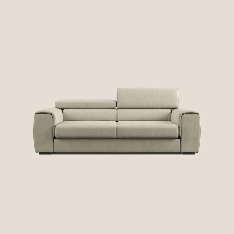 Zeno canapé linéaire avec pouf extractible en tissu doux imperméable T02 crème