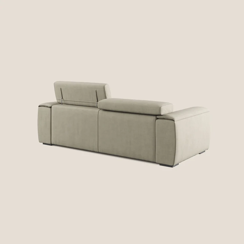 Zeno canapé linéaire avec pouf extractible en tissu doux imperméable T02 crème