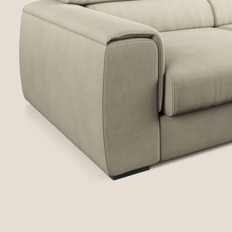 Zeno canapé linéaire avec pouf extractible en tissu doux imperméable T02 crème
