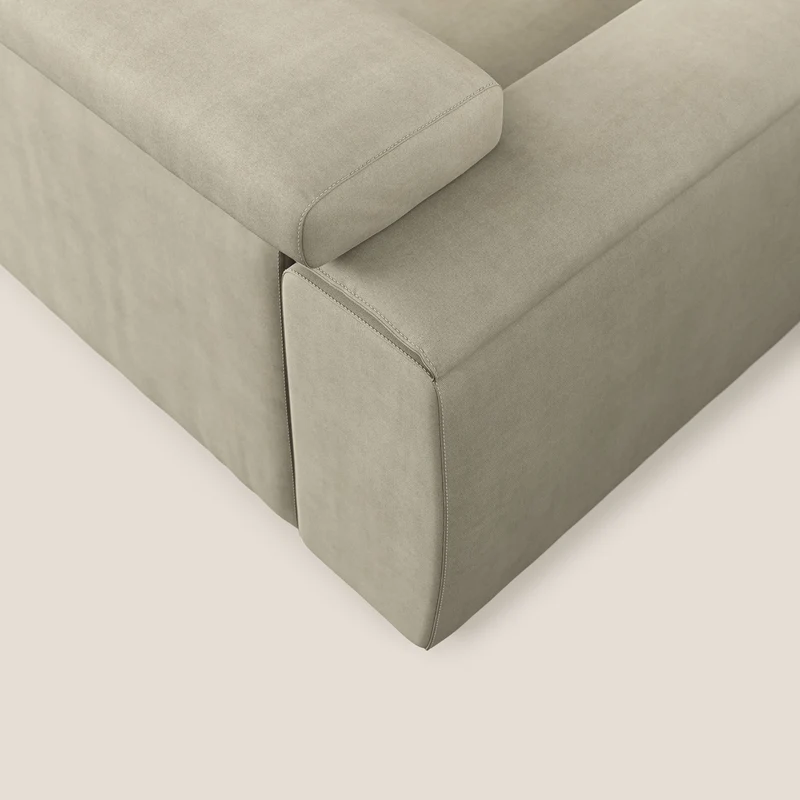 Zeno canapé linéaire avec pouf extractible en tissu doux imperméable T02 crème