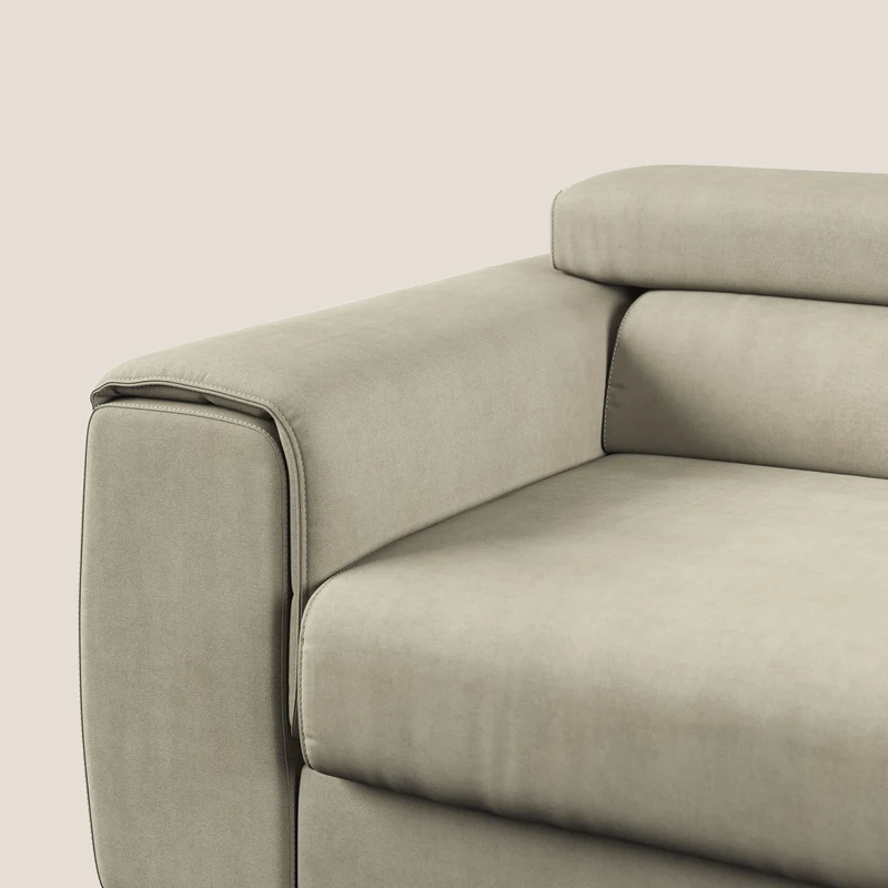 Zeno canapé linéaire avec pouf extractible en tissu doux imperméable T02 crème