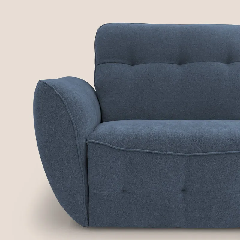 Cerbero canapé d'angle avec pouf terminal en bouclette douce imperméable T07 bleu