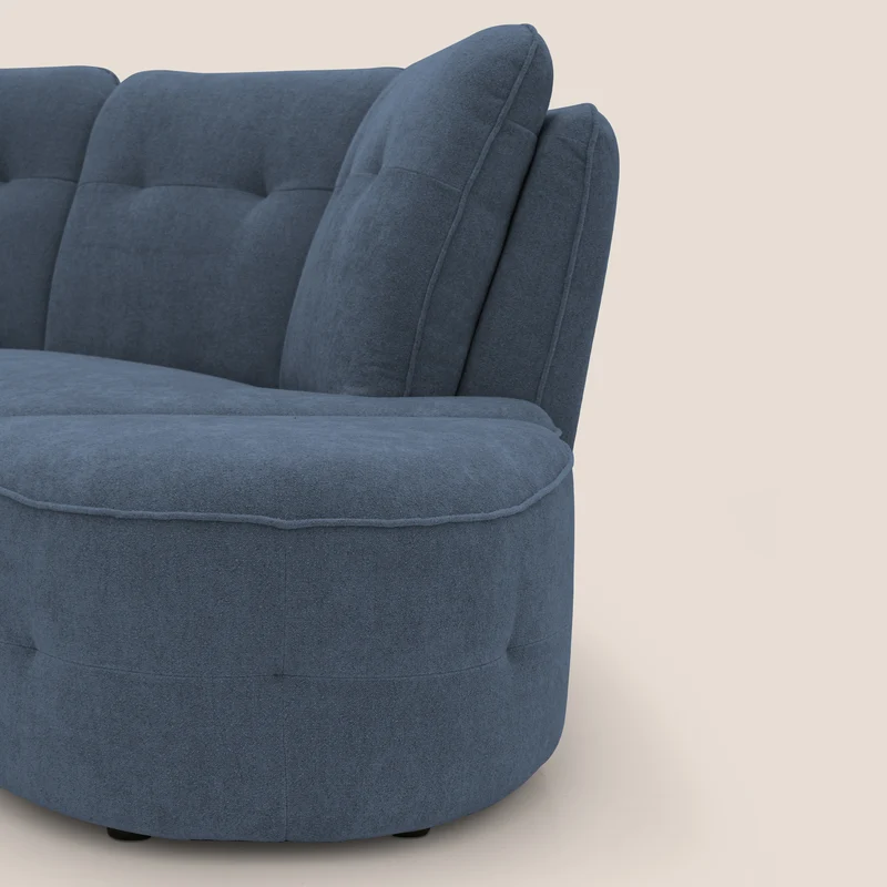Cerbero canapé d'angle avec pouf terminal en bouclette douce imperméable T07 bleu