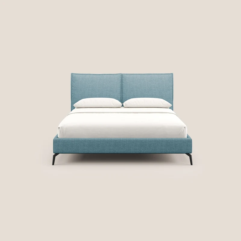 Cloe lit rembourré avec pieds en métal déhoussable en tissu imperméable T06 bleu clair