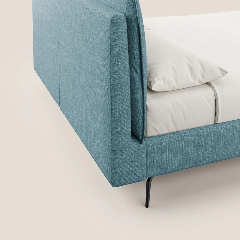 Cloe lit rembourré avec pieds en métal déhoussable en tissu imperméable T06 bleu clair