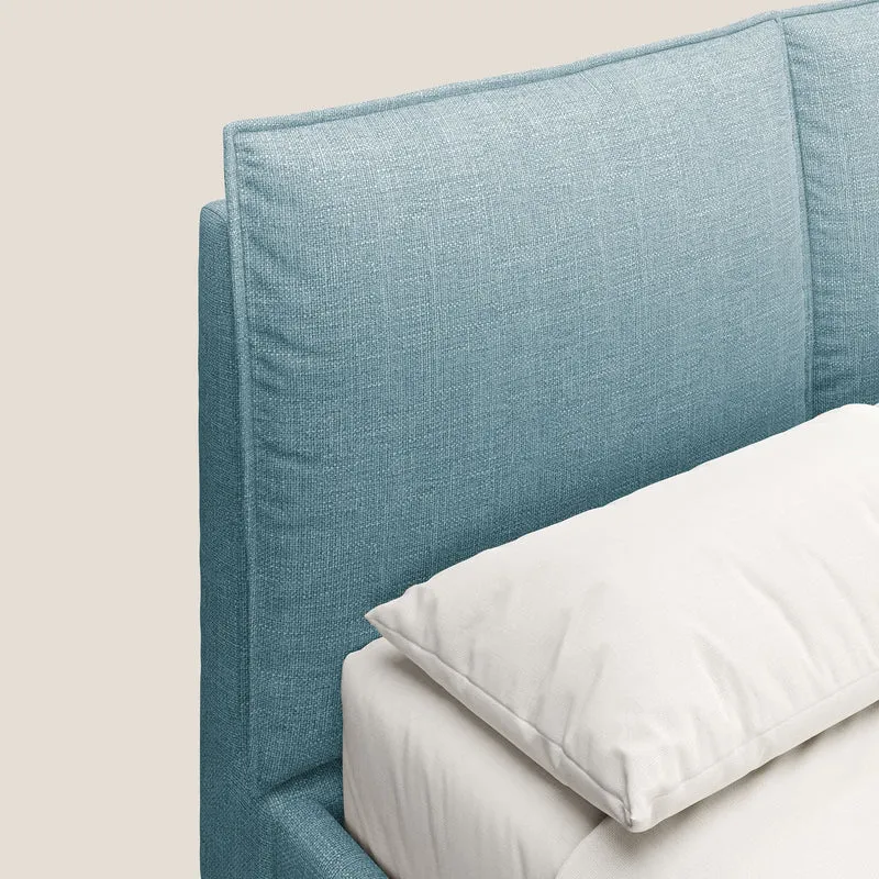 Cloe lit rembourré avec pieds en métal déhoussable en tissu imperméable T06 bleu clair