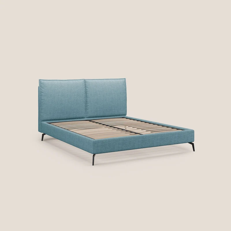 Cloe lit rembourré avec pieds en métal déhoussable en tissu imperméable T06 bleu clair
